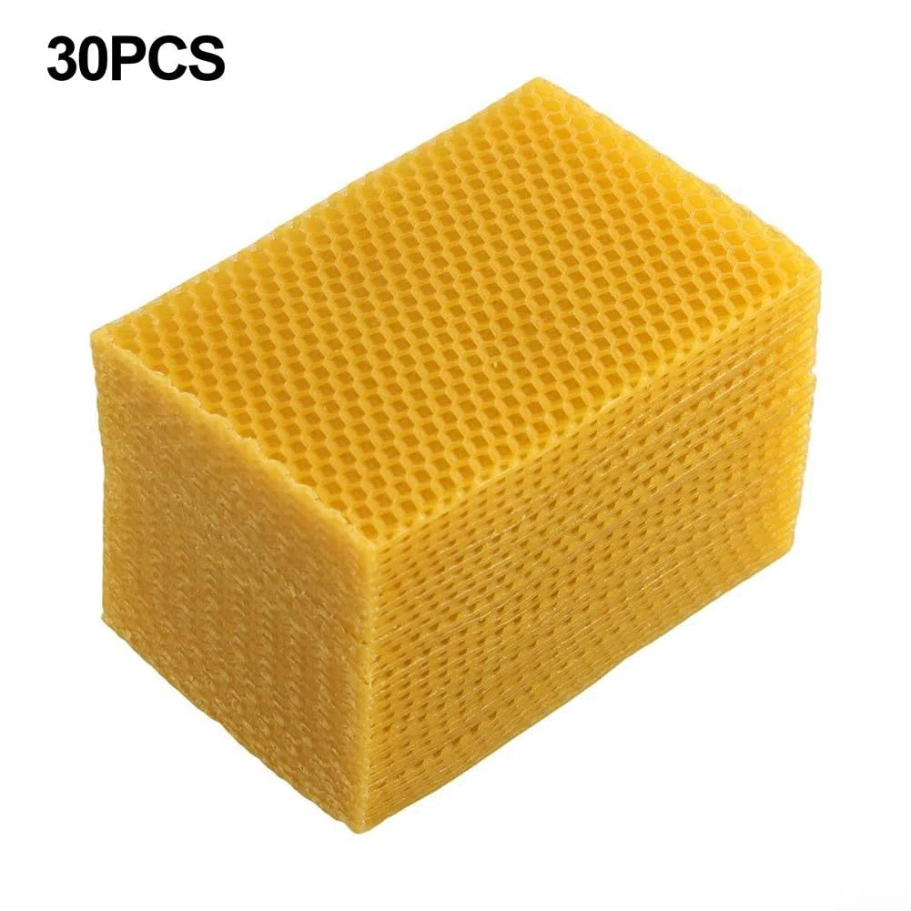 30 hojas de base de cera de colmena, cera de cría con cable estándar nacional, base de cera de abeja, herramienta de apicultura de base de nido de cera de abeja