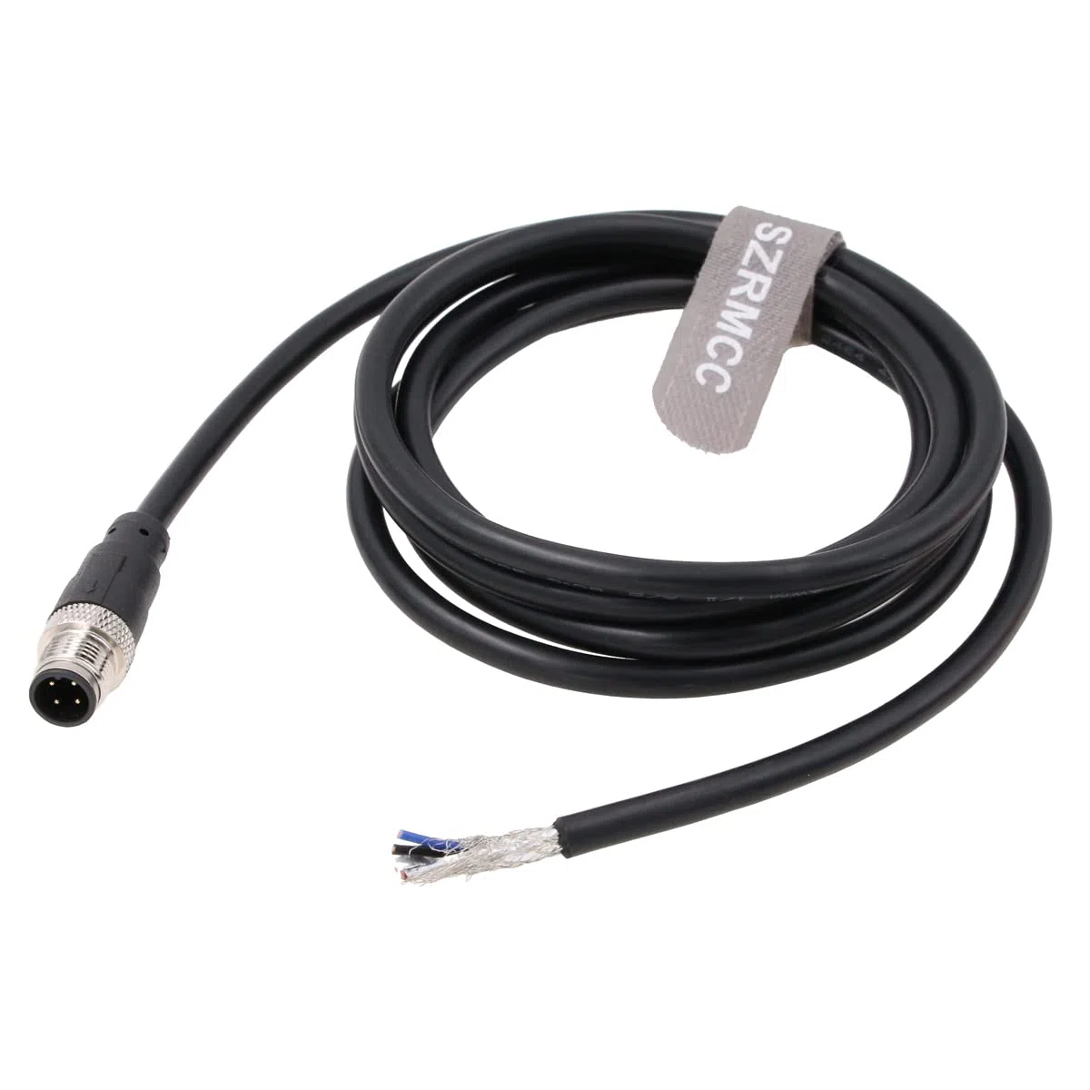 SZRMCC M12 A-Code 4 Pin Macho a Cable Desnudo Ethernet Sensor I/O Cable para Cámara Industrial Fieldbus Módulo Dispositivo Profinet 22AWG (3m)