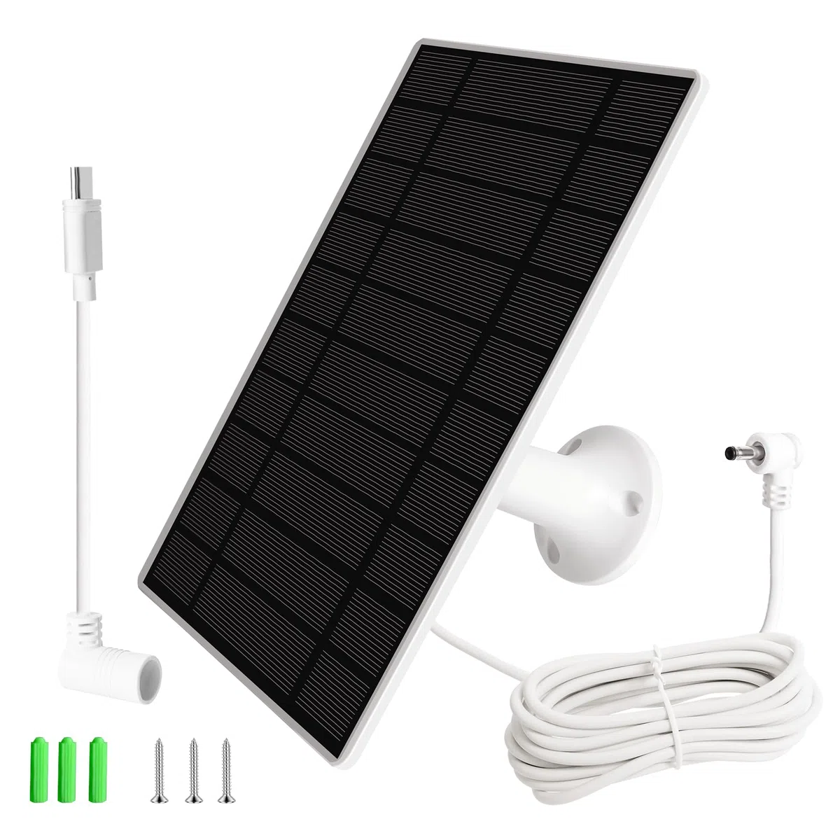 LURICO Panel Solar de 6W para Cámara de Seguridad,Placa Solar Portátil 6W USB para Cámaras Ring,y puerto USB-C Paneles Solares Monocristalinos para Cámara de Batería Recargable al Aire Libre