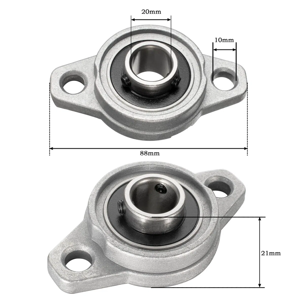 ‎KCNOFNC 2 unidades de rodamientos de 20 mm de diámetro interior, carcasa de brida con rodamiento de bolas, cojinete de carcasa, carcasa de rodamiento