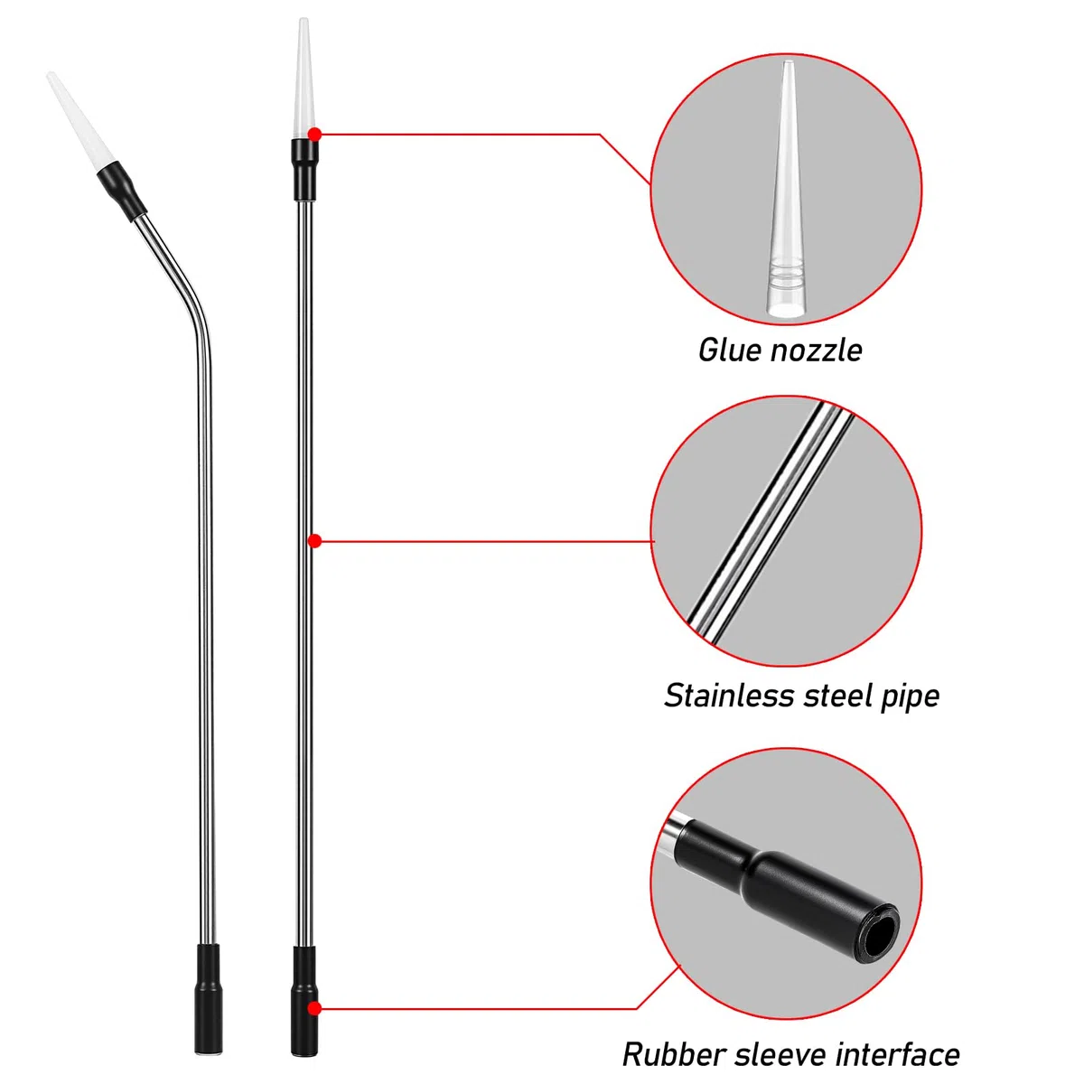 Pistola de plástico de espuma de poliestireno de acero inoxidable que extiende la boquilla 35 cm, que se utiliza para rellenar y sellar, aislamiento acústico y eliminación de ruido, taponamiento de
