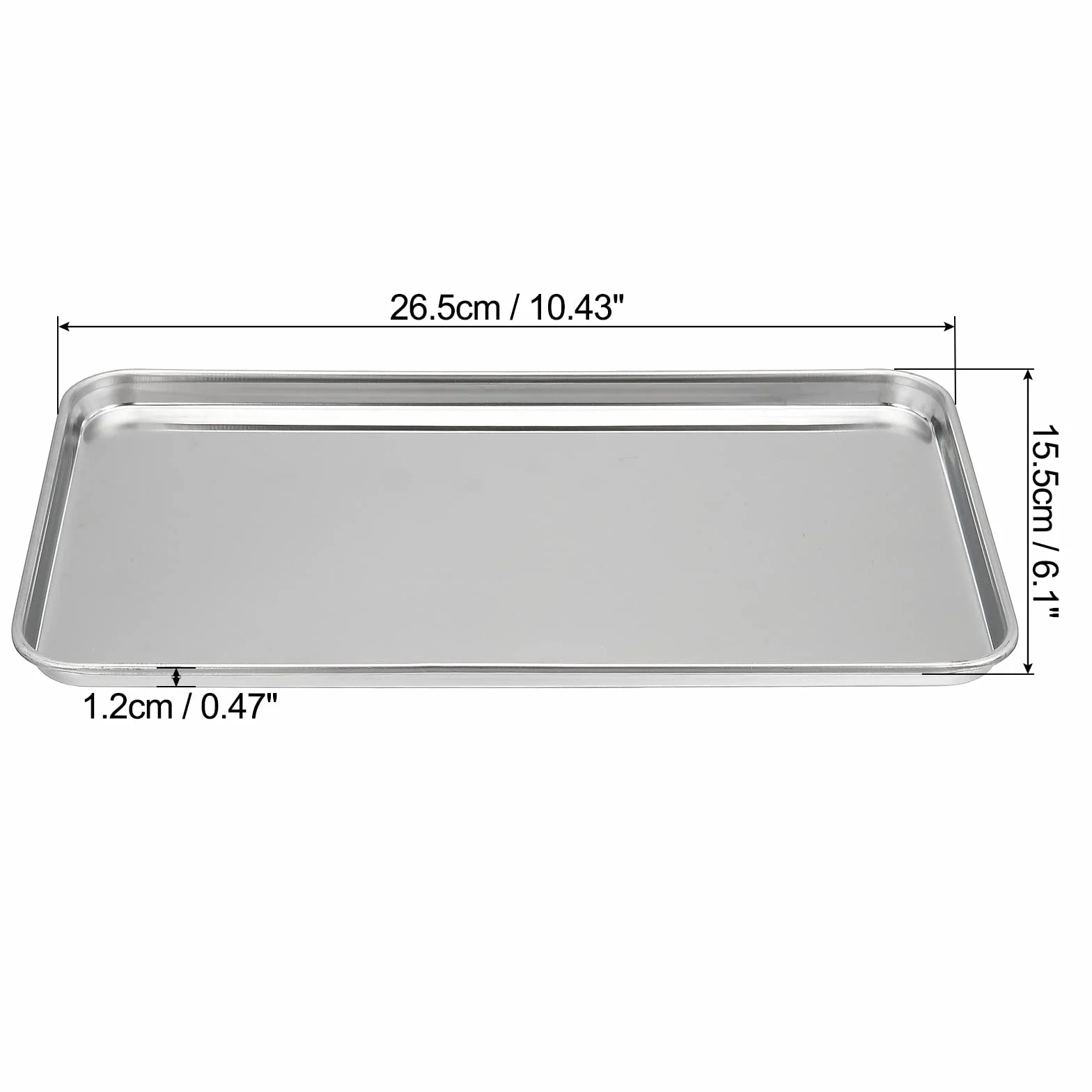 PATIKIL 430 Inoxidable Acero Bandeja, 26,5x15,5cm Rectangular Plano Tipo Laboratorio Instrumento Herramienta