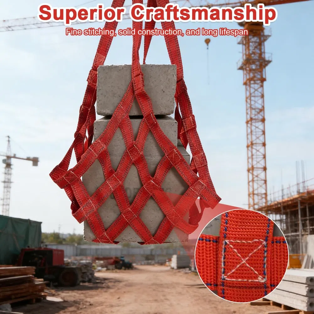Red de Elevación de Carga, 1 x 1m Red de Carga de Elevación de Poliéster con 300kg Capacidad Malla de Poliéster Resistente con 4 Correas de 1m Ideal para Almacenes, Talleres y Construcción