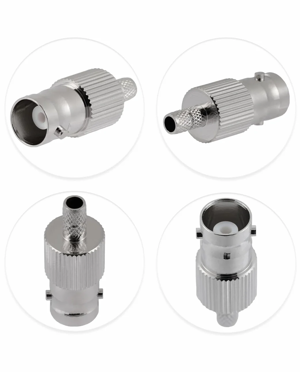 Vecys 10PCS BNC Hembra Conectores 50 Ohm BNC Hembra Engarce Conector para RG58 RG142 RG400 VLMR195 RF Coaxial Cable