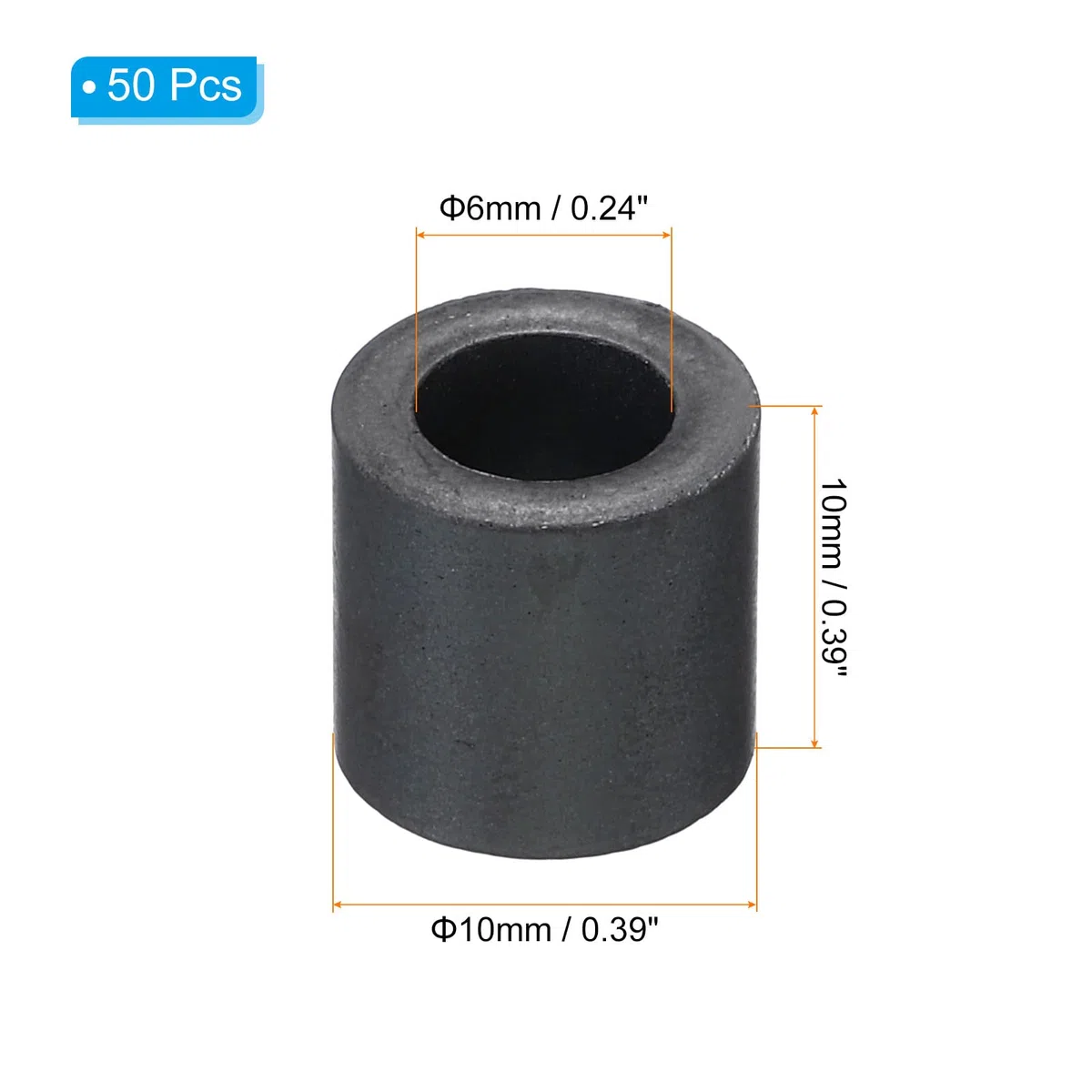 PATIKIL Ferrita Toroide Núcleo, 50uds Toroide Núcleo 0.4" OD x 0.2" ID x 0.4" H Ferrita Anillos Transformador Ferrita Toroide Núcleos para Filtros EMI/RFI, Negro