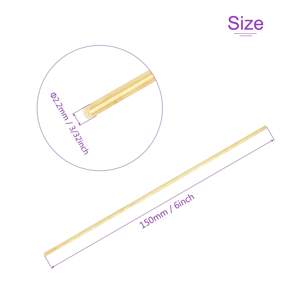 DMiotech 10 Piezas 2.2mm x 150mm Barras de Latón Barra Redonda de Latón Sólido para Manualidades DIY Varillas de Soldadura para Punzones de Deriva Eje Modelo Avión Barco Coche