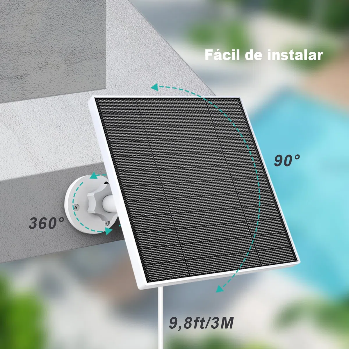 Panel Solar para Cámara Eufy, 5W Cargador Solar Compatible Con Eufycam 3/3C/2/2 Pro/2C/2C Pro/E/E20/E40/L20/L40, Con Puerto Usb-C, Adaptador Micro Usb, Resistente Al Agua IP65