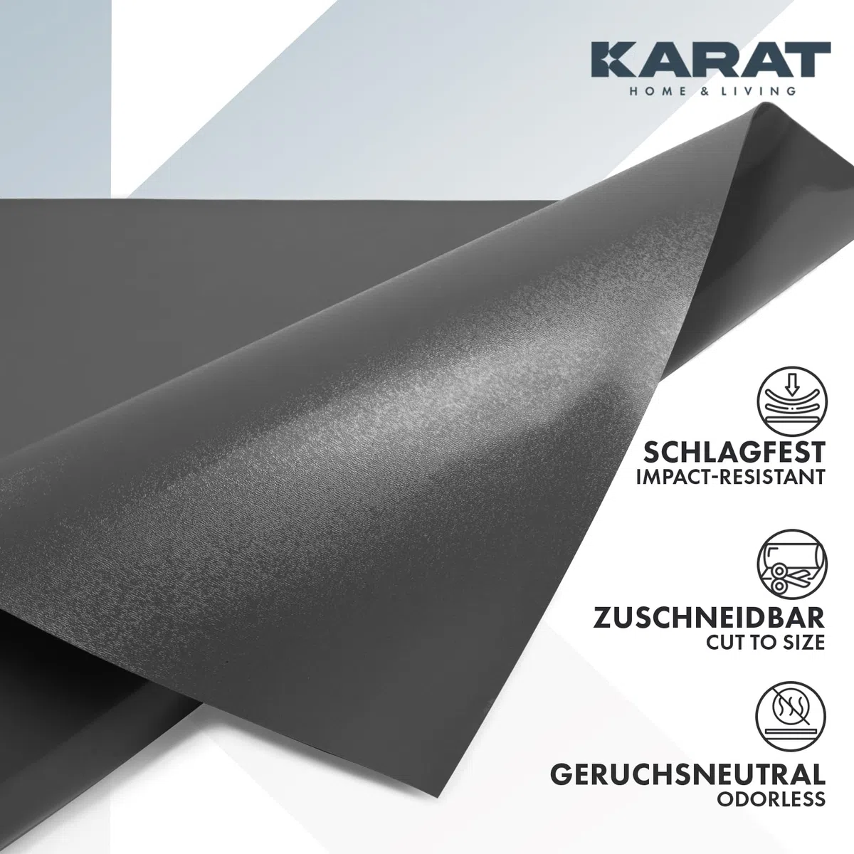 KARAT Neo - Esterilla protectora de suelo para suelos duros y silla de oficina para parqué laminado, grosor de 1,5 mm (gris oscuro, 90 x 150 cm)