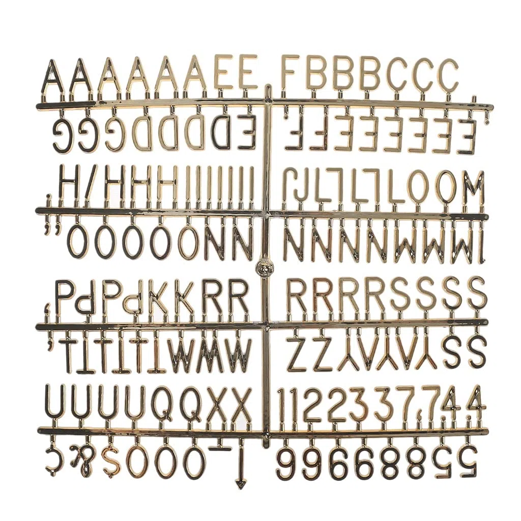 Números de caracteres para tablero de letras de fieltro intercambiables, tableros de mensajes, tablero de letras de fieltro cambiable, dorado