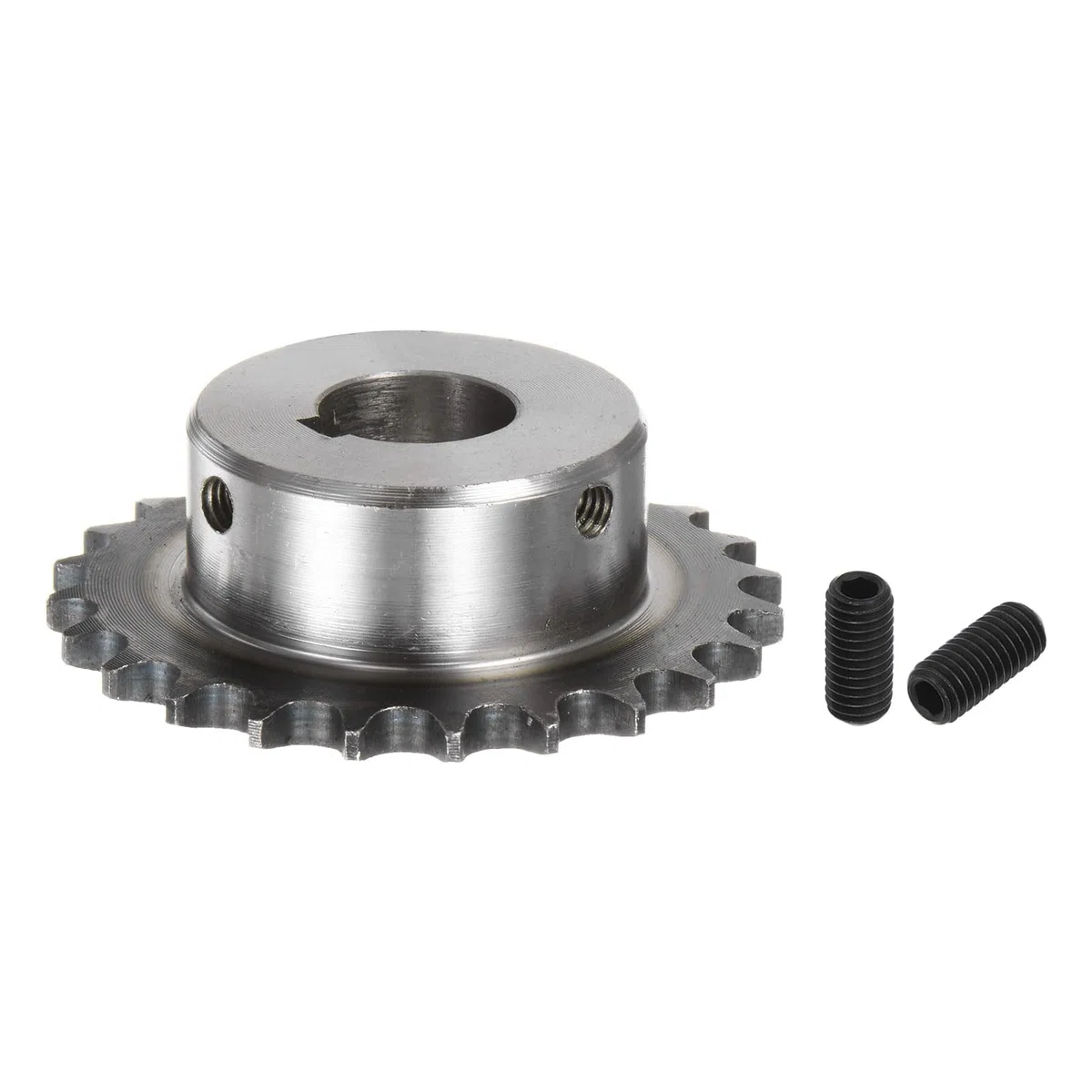 QUARKZMAN Piñón de Cadena de Rodillos ISO/DIN 06B-1 Tipo B Diámetro de 20 mm Paso de 3/8" Piñón de Rodillo de una Sola Hilera de Acero A3 Endurecido con 24 Dientes