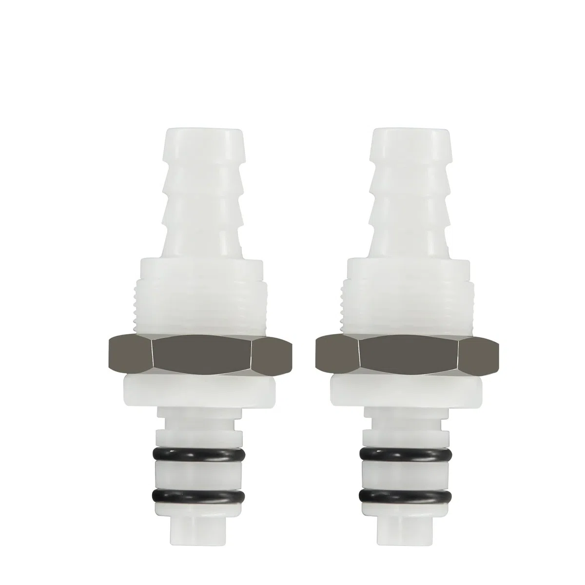 2pcs 1/4"3/8"5/16"acoplamiento rápido en forma de horquilla de mangueras de plástico, con válvula de cierre, acoplamiento de liberación rápida montado en panel (2 conectores masculinos)(3/8)