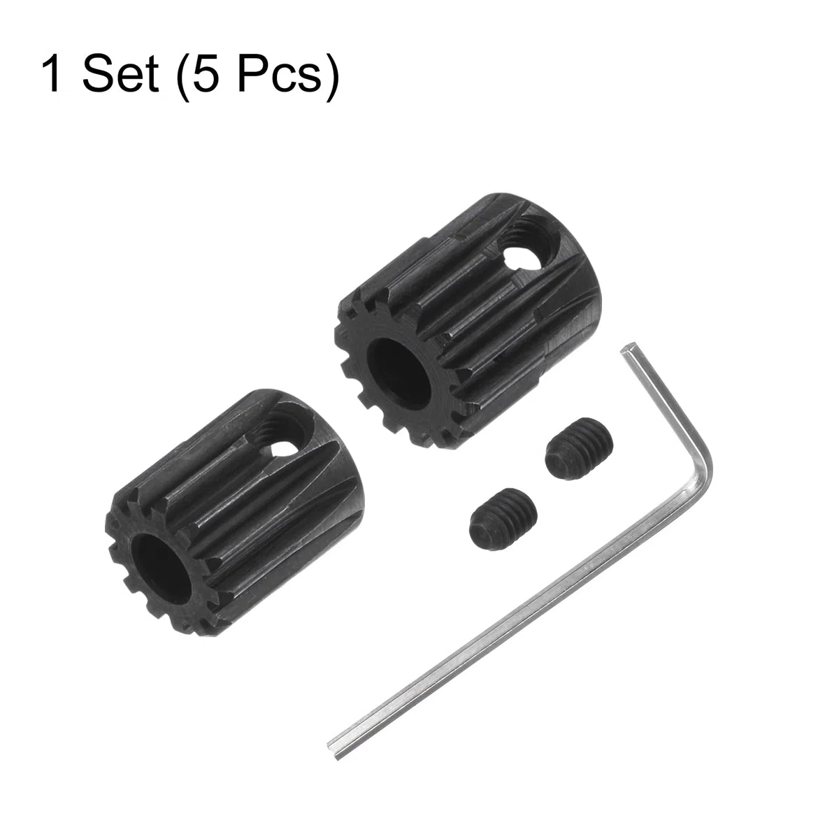 sourcing map Piñón Endurecido 32P, Engranajes de Motor Kit 2Pzs 13T 14T para Eje de Motor RC de 5mm, Engranajes de 32 Pasos 0,8 Paso Métrico para Coche RC, con Llave Hexagonal