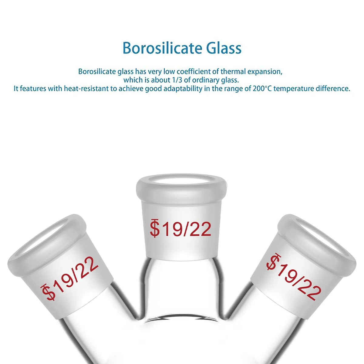 StonyLab 3-Cuello Matraz Redondo en borosilicato vidrio, con 19/22 Conjunta Externa Cónica Estándar de Centro/Lado, 3 Neck Round Bottom Flask (50 ml)