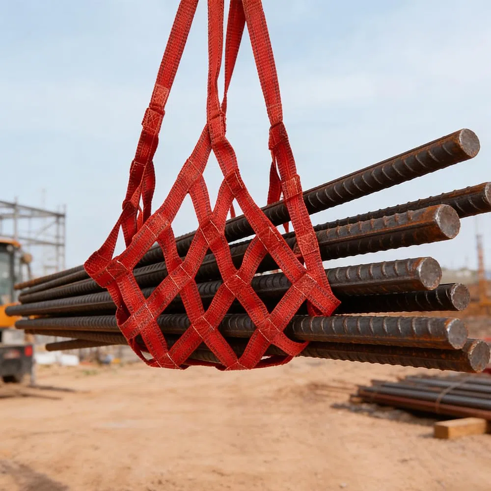 Red de Elevación de Carga, 1 x 1m Red de Carga de Elevación de Poliéster con 300kg Capacidad Malla de Poliéster Resistente con 4 Correas de 1m Ideal para Almacenes, Talleres y Construcción
