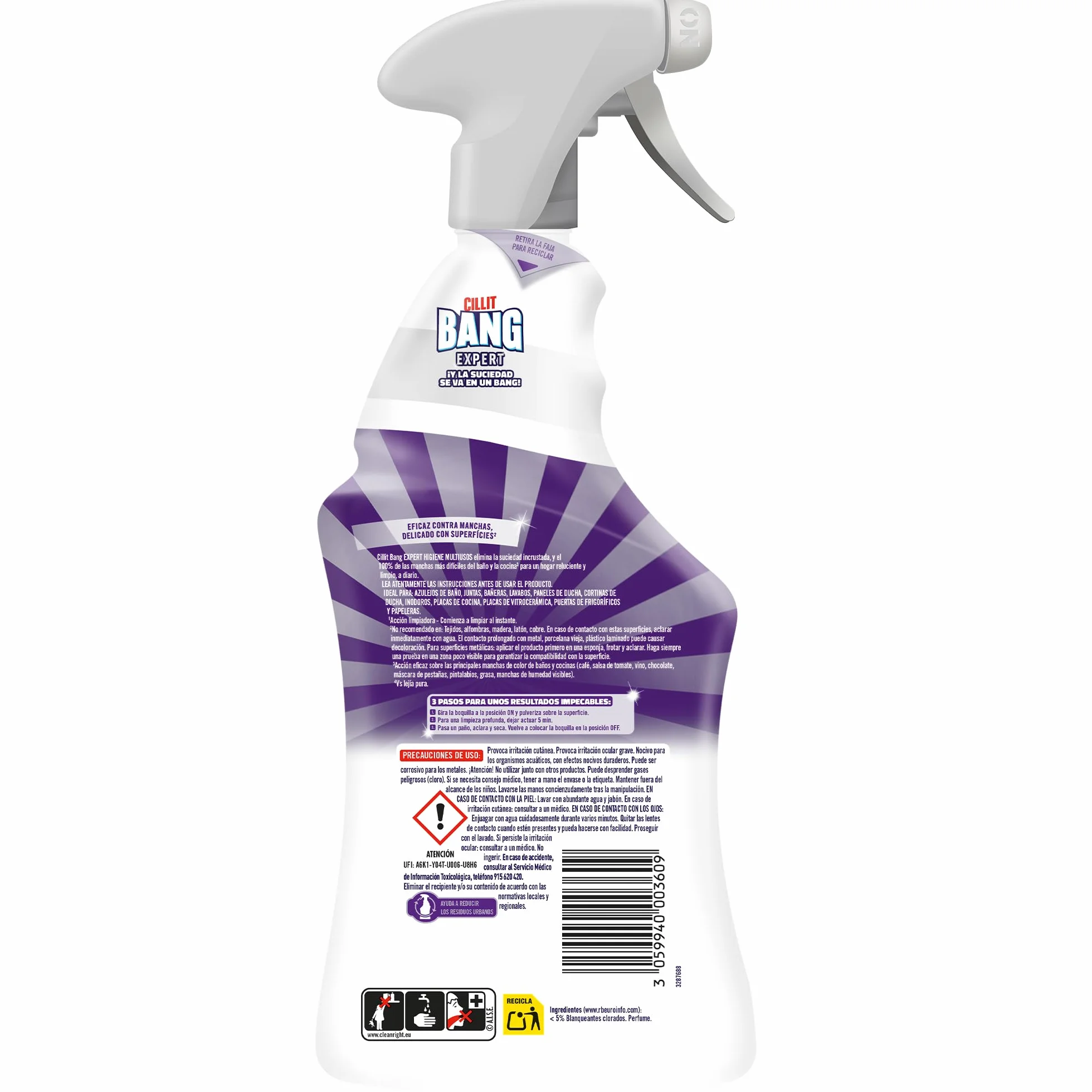 Cillit Bang Higiene - Limpiador higienizante en spray, pack de 4 x 750 ml