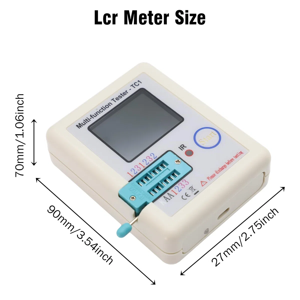 RUIZHI LCR-T7 - Probador de transistor multifunción - Medidor ESR TFT para diodo Triodo Resistencia - LCR TC1