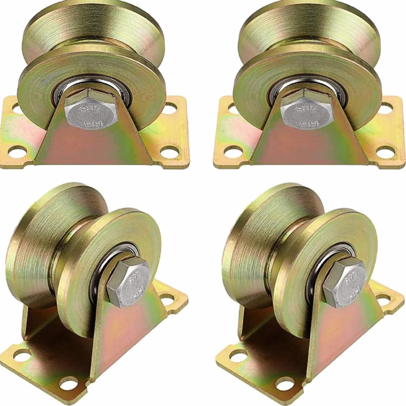 Ruedas Poleas para Cuerda Motores Eléctricos,Polea de Inversión Rueda con Ranura en V,Polea con Rodamiento de Bolas,Polea de Inversión de Grúa de Elevación para Cuerdas Cable de Acero ( 4 Piezas )