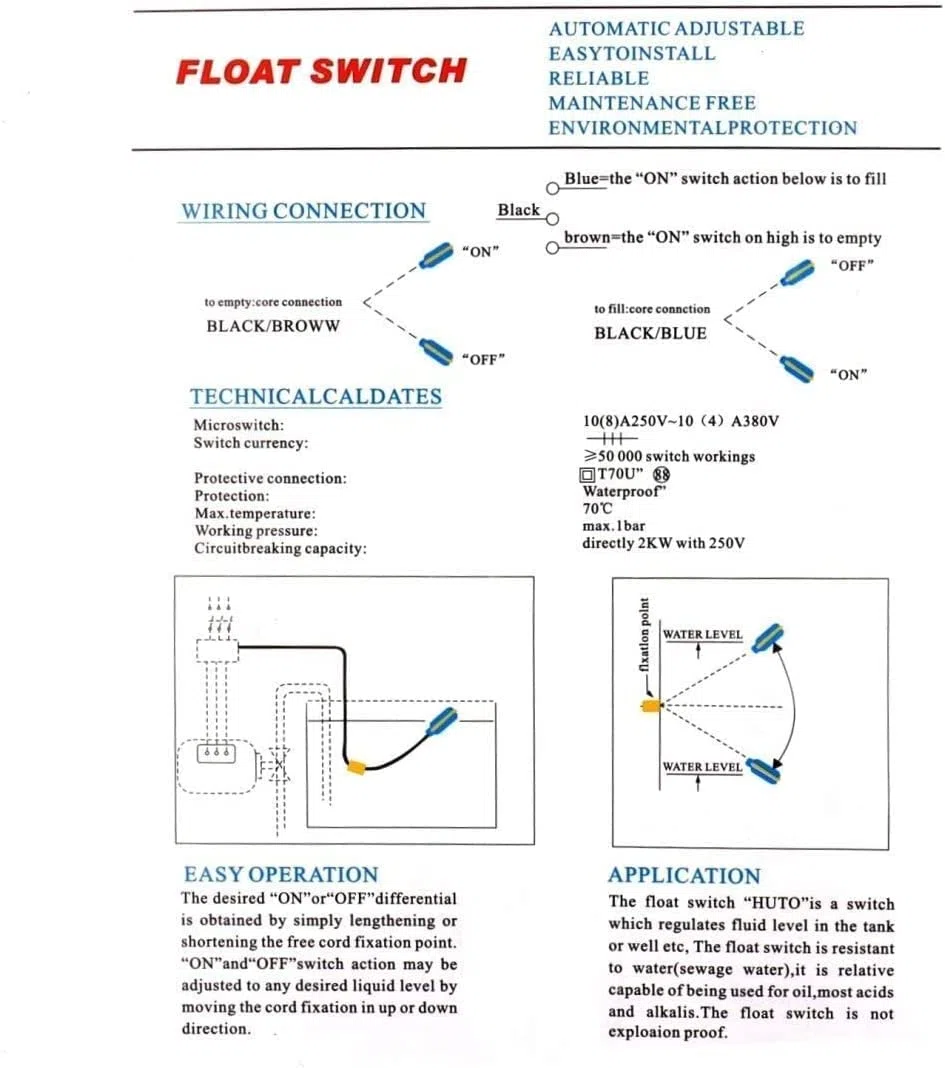 Gebildet 3M Controlador de Nivel de Agua de Cable de Interruptor de Flotador