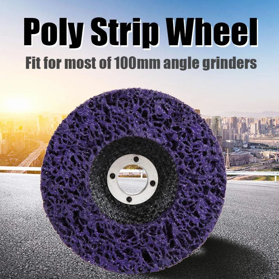 5 Unids Poly Strip Disco de Rueda Herramienta de Eliminación de óxido de Pintura Limpiador de Angulo de Calidad Limpia discos púrpura + oro 100mm 60#