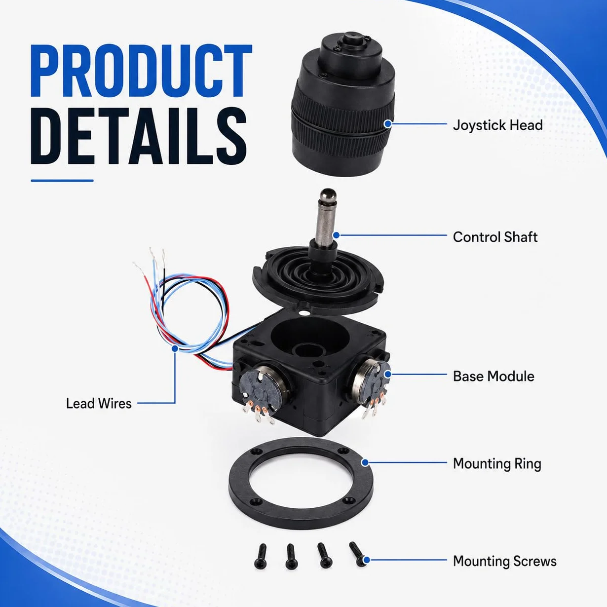 Uadme 4 Ejes Joystick Potenciómetro Botón Control, 400B - 10K 4D Distribuidor Hidráulico Joystick para Uso Industrial