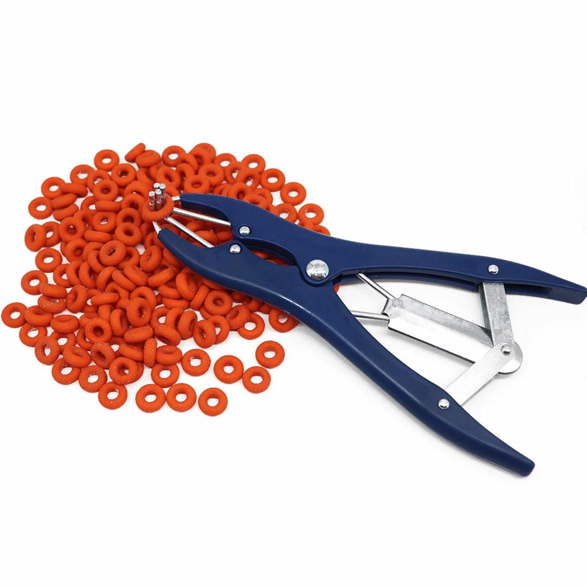 Alicat de cerdo, pinza de elastración, cinta de castración (1 alicate para castración con 100 anillos de goma), juego de alicates metálicos