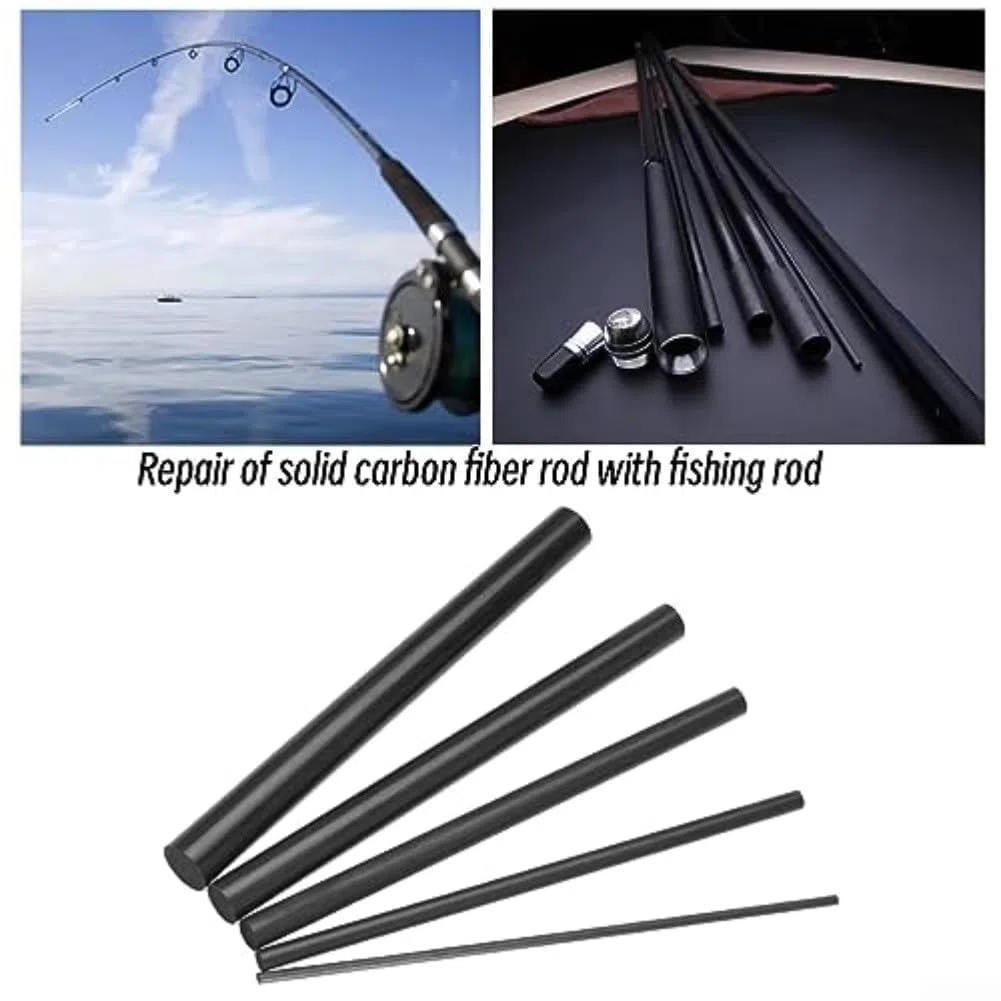 Kit de reparación de caña de pescar, tubo de fibra de carbono de 1 mm a 10 mm de diámetro por 10 cm de longitud para soluciones de fijación de caña rota (kit1)