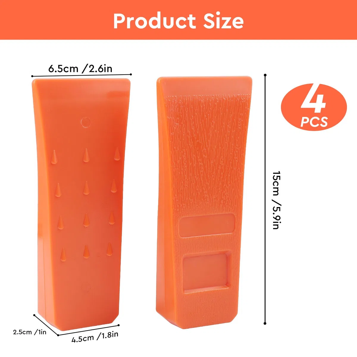 SWAWIS 4 Piezas Cuñas de Corte de Motosierra, Cuña de Corte de Árbol de Plástico ABS, Cuñas de Tala de Motosierra para Controlar la Dirección de Caída de los Arboles(Naranja)