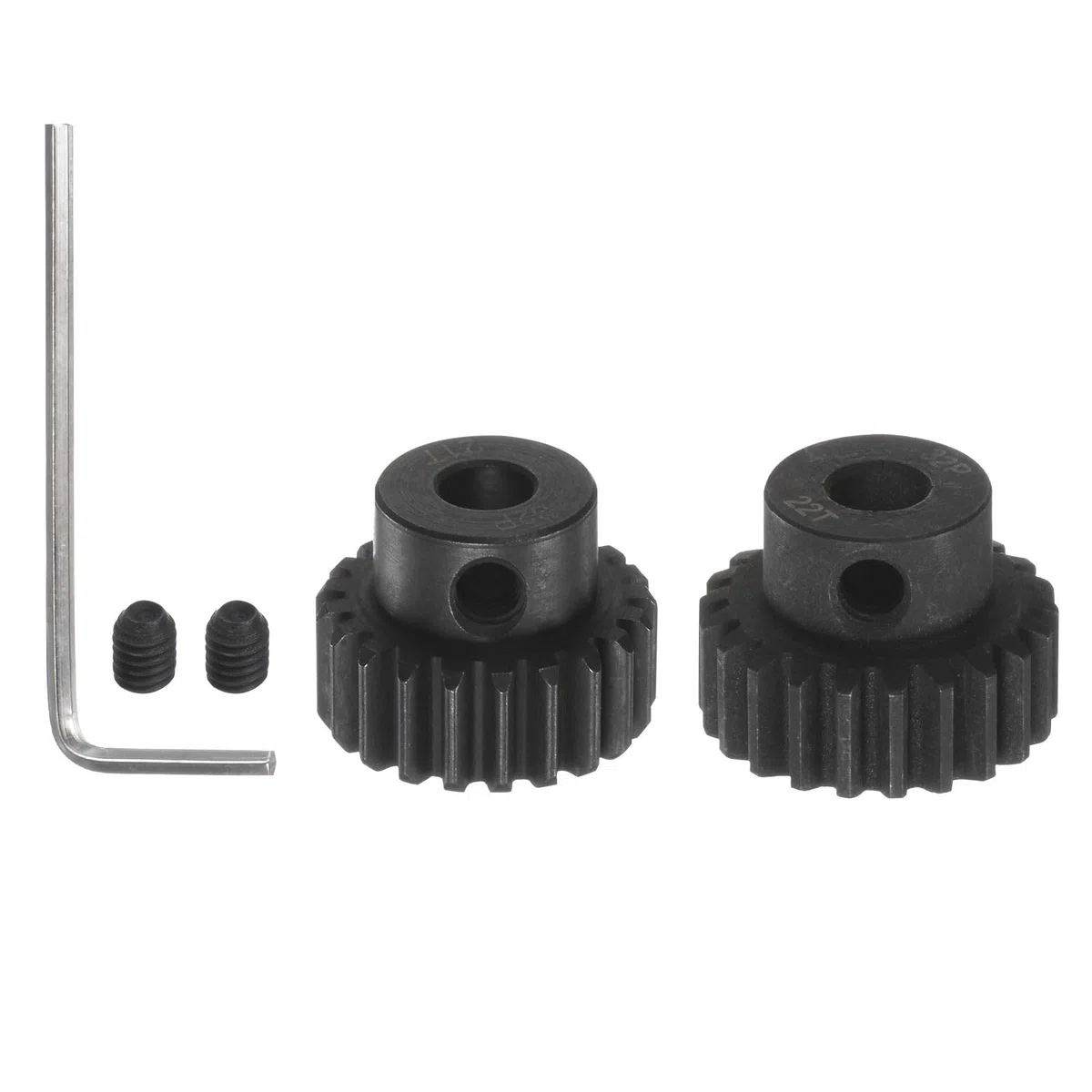 sourcing map Piñón Endurecido 32P, Engranajes de Motor Kit 2Pzs 21T 22T para Eje de Motor RC de 5mm, Engranajes de 32 Pasos 0,8 Paso Métrico para Coche RC, con Llave Hexagonal