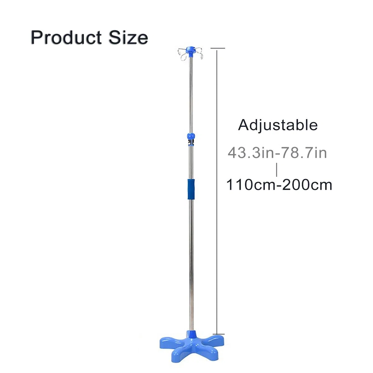 Soporte para Suero Intravenoso de Acero Inoxidable, Soporte para Infusión Portátil con 4 Ganchos para el Hospital y el Hogar, Altura Ajustable (Size : With wheels)