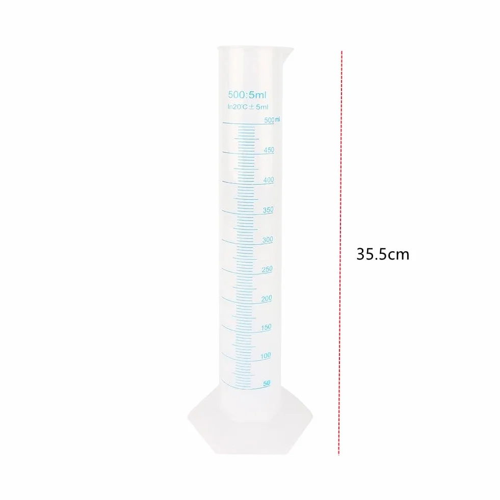 Probeta Graduada de Plástico,Cilindro Graduado de Plástico,500 ml Cilindros de Medición con Base,para Bricolaje y Laboratorios Científicos