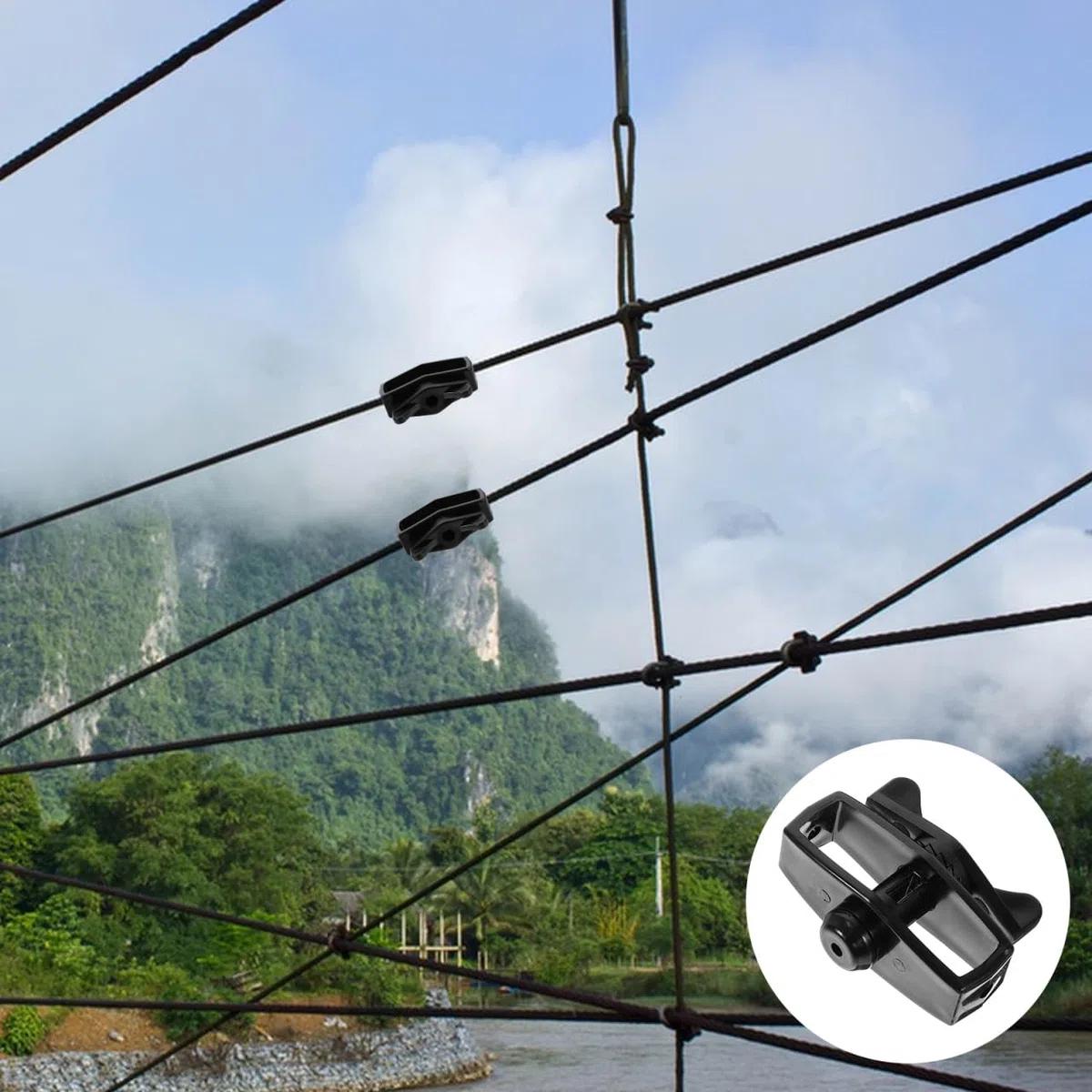 6 Unidades Tensor de Cable de Acero para Valla y Jardín, Herramienta para Tensar Alambre de Acero, Accesorio para Cercas, 2.55 x 1.96 x 0.98 Pulgadas