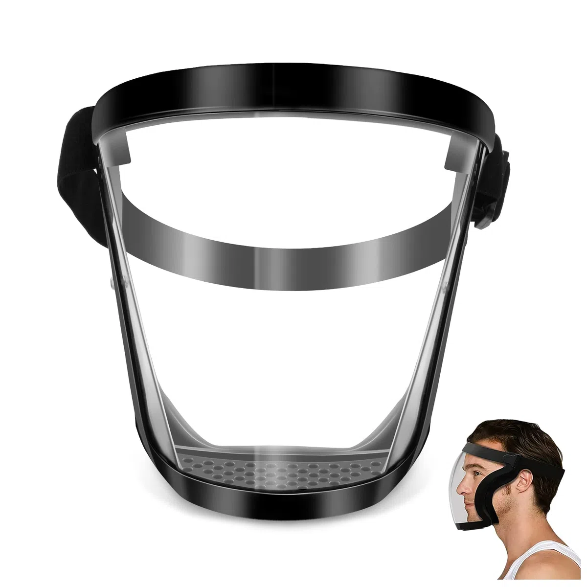 Máscara de cara completa, visera protectora transparente, antiestática ajustable, escudo facial, HD Máscara protectora de cara completa a prueba de salpicaduras de spray universal