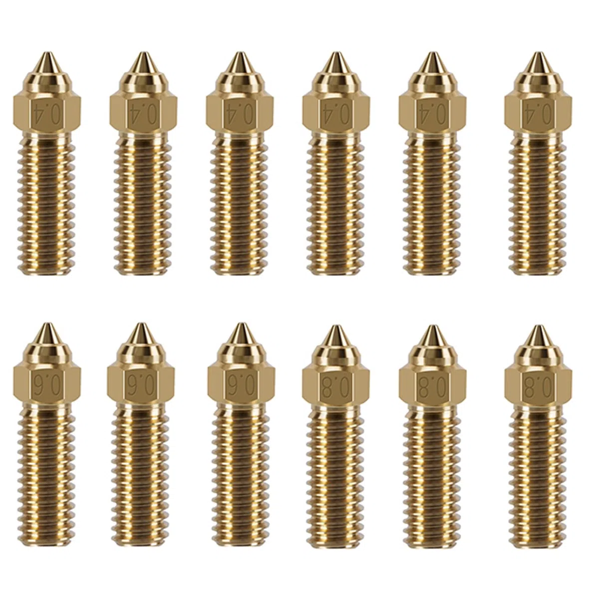 KOYOFEI 12 boquillas de latón para K1 Max, 3D Printer Parts, 6 piezas de 0,4 mm, 3 boquillas de latón de 0,6 mm, 0,8 mm de alta velocidad para Creality K1, Ender 3 V3 KE, CR-10 SE