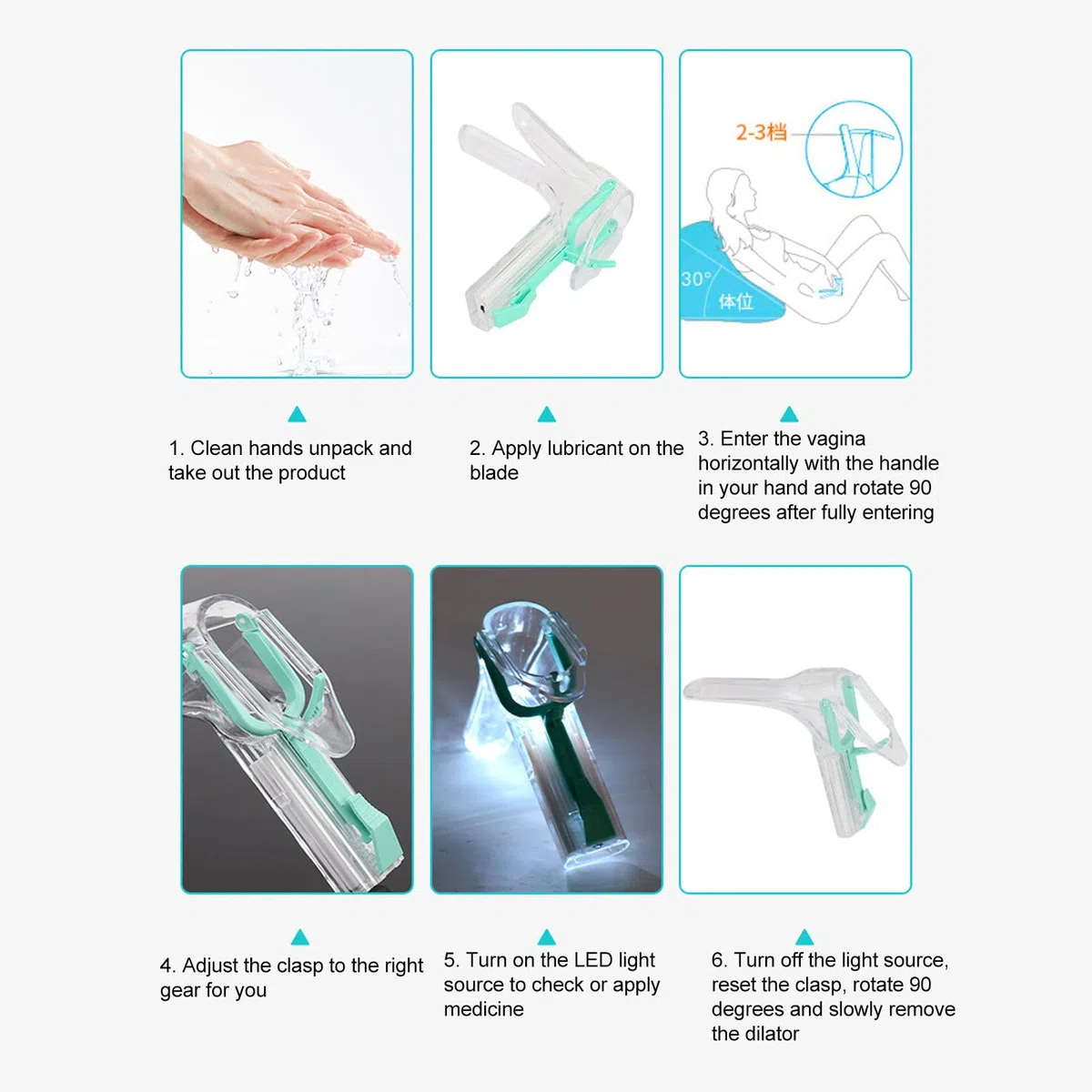 Espéculo Vaginal con Diseño de Luz LED, Espéculo Médico Indoloro de Superficie Lisa, Reutilizable, ángulo Ajustable, Material de PP