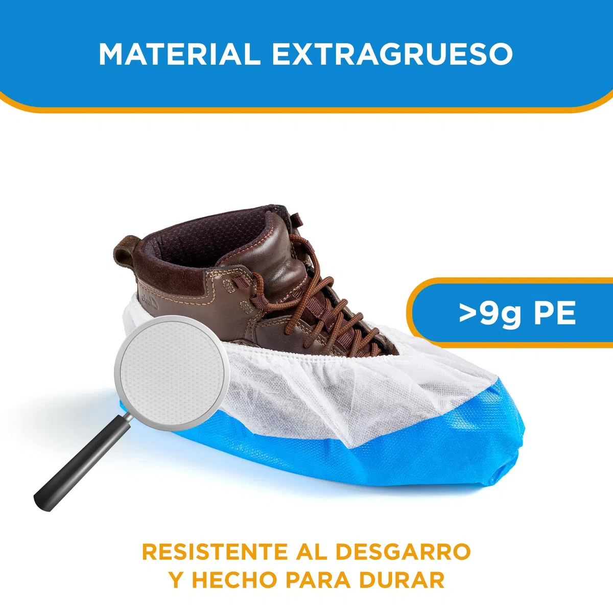 ISC Hygiene & Safety 50 Cubiertas para zapato/Cubrezapatos con suela de 9 gramos, reforzada, antideslizante, extra resistente. Impermeable a líquidos, unitalla, buen ajuste, y Desechables.