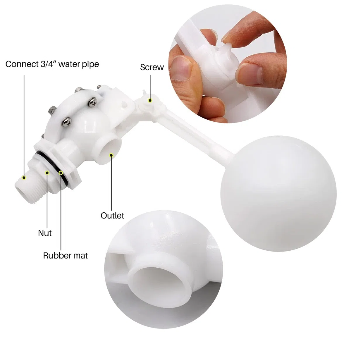 Válvula de flotador 3/4 Válvula de flotador de llenado automático para válvula de tanque de agua Válvula de bola de flotador de agua apagado válvula de bola de agua