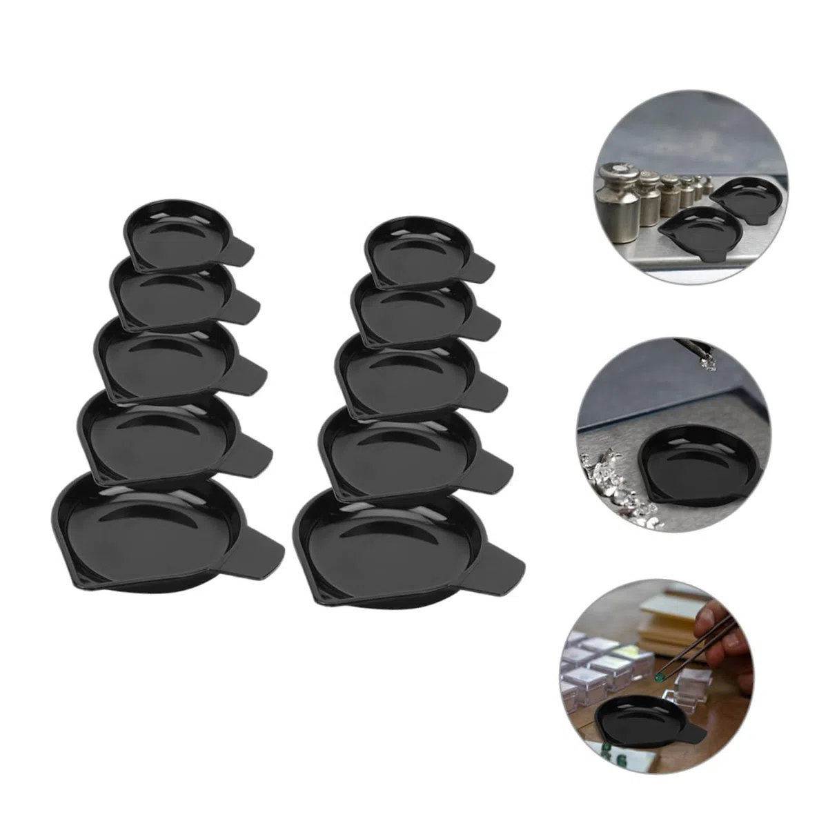 MAGICLULU 10 Platos de Pesaje para Báscula Digital de Pp Negro Diseño de Asa, Fáciles de Transportar para Aplicaciones de Manejo de Muestras y Polvo en Laboratorio