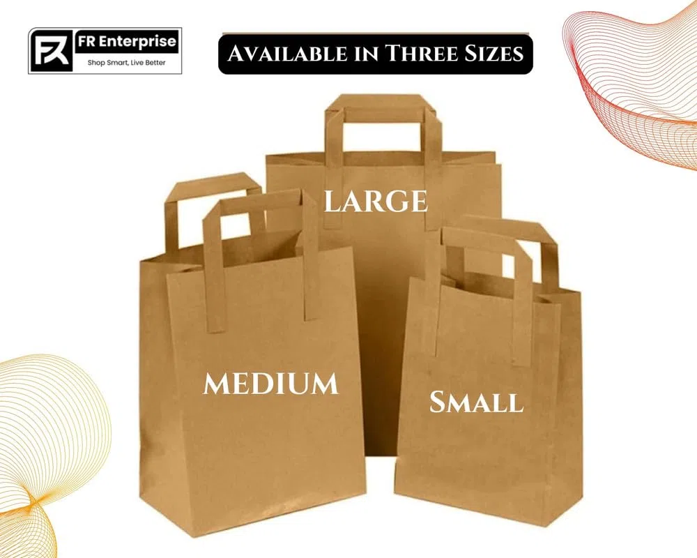 Frenterprises 50 bolsas de papel marrón con asas, bolsas de transporte, grandes bolsas de papel de 25,4 x 30,5 x 13,5 cm, bolsas de sándwich, bolsas de papel de regalo, bolsas de papel recicladas