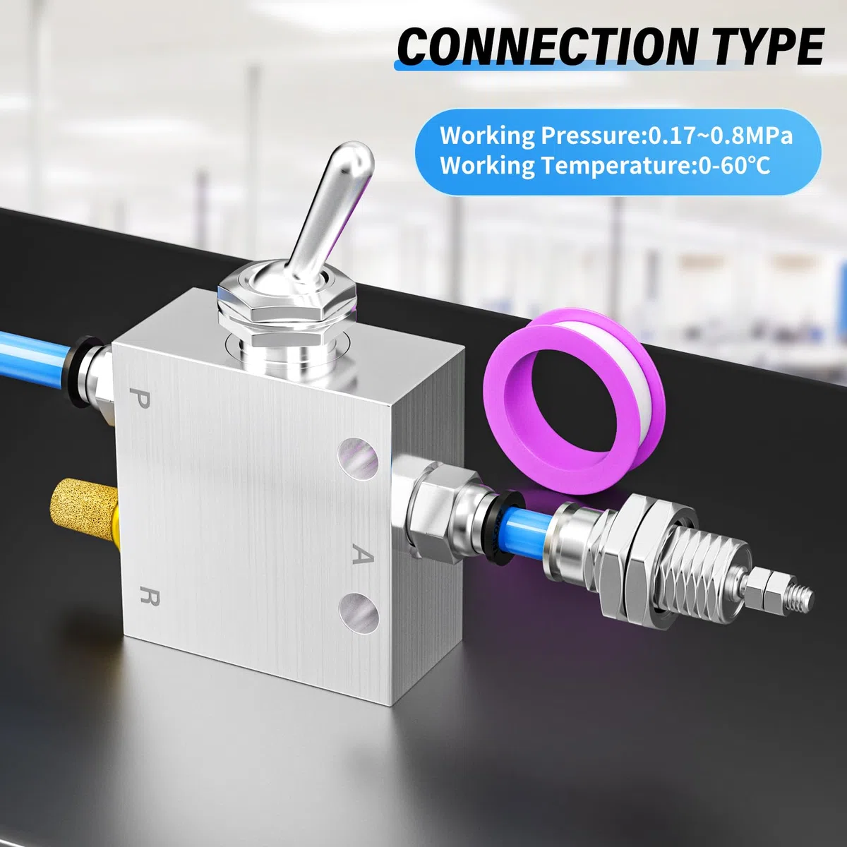 TAILONZ Neumática 1/8 pulgadas BSP 2 posiciones 3 vías Válvula direccional de conmutación mecánica normalmente neumática HL-2301