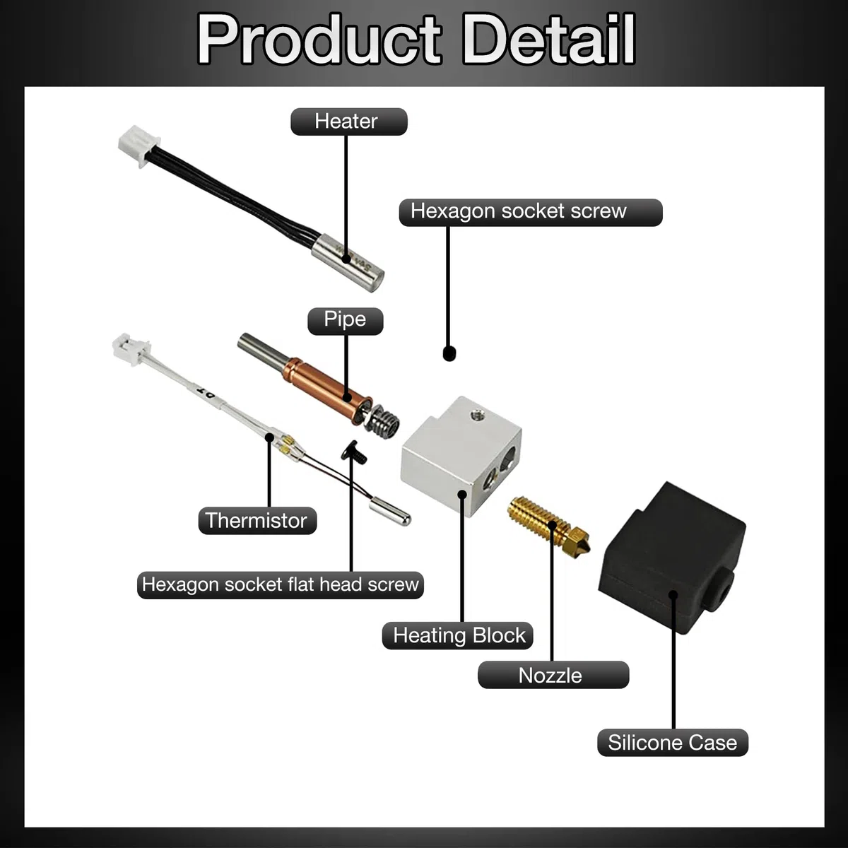 Yizhet Kit del Hotend para Anycubic Kobra 3, 2 Piezas Hotend Repuesto con 8 Boquillas Latón 0,4mm, Llave De Boquilla, 20 Agujas Limpieza y 4 Fundas De Silicona