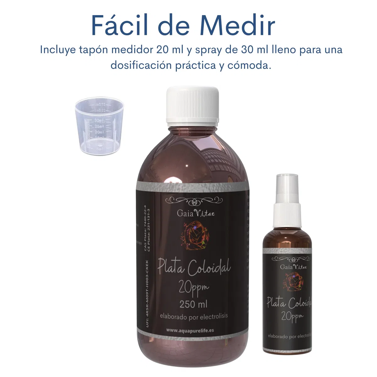 Plata Coloidal 250 ml | Solución Coloidal de 20 ppm con Partículas de Alta Pureza | Envase Ámbar Protector