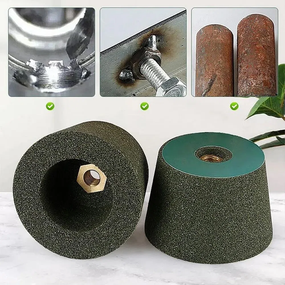 Muela de pulido Slipasikao para amoladora angular, muela abrasiva de carburo de silicio, 74*50mm, M10, 50 Grit, para metal y piedra