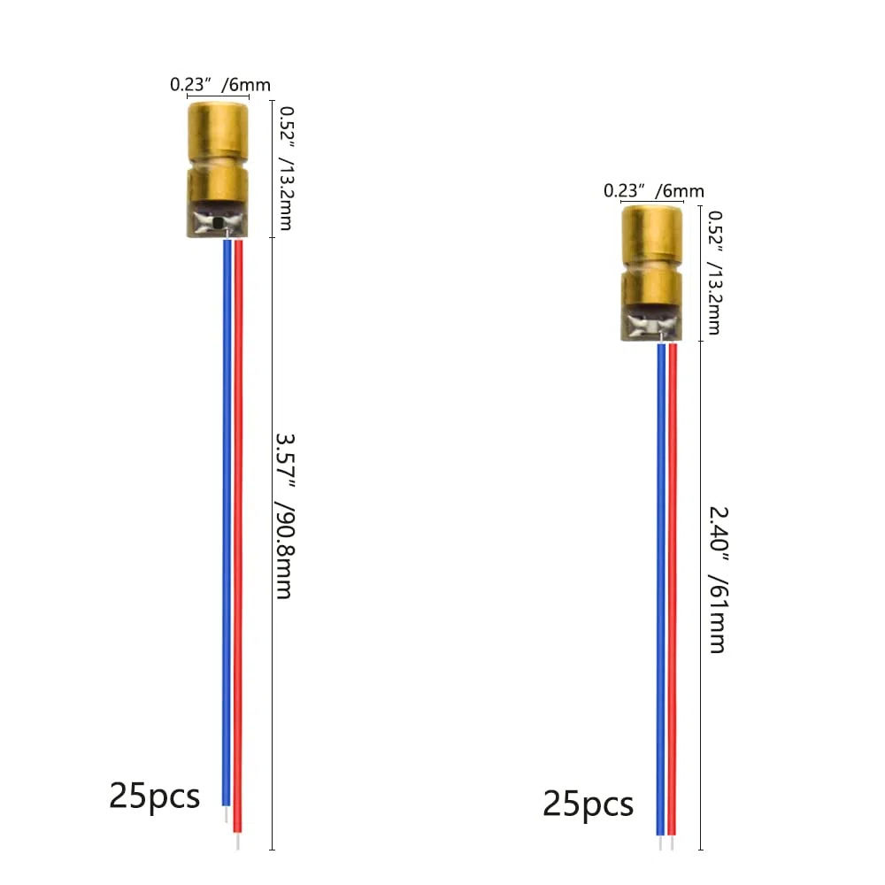 40 unids de mini diodo láser punto módulo cabeza WL rojo 650nm 6mm 5V 5mW y 3V 5mW cada uno de 20 unids