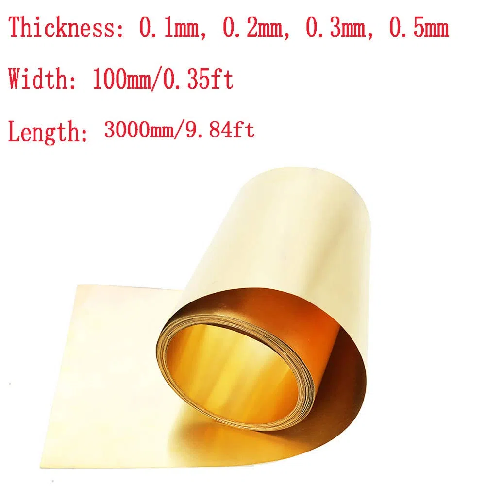 Latón Metal Hoja Delgada Lámina De Placa Rollo 100mmX3000mm-Thickness 0.1mm