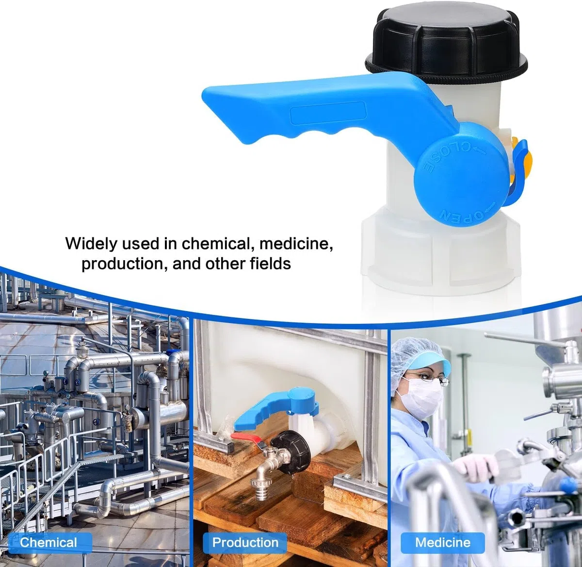 IBC Tank Accessories - Válvula de solapa universal DN40 (62 mm) adaptador de llave de paso para contenedores de agua