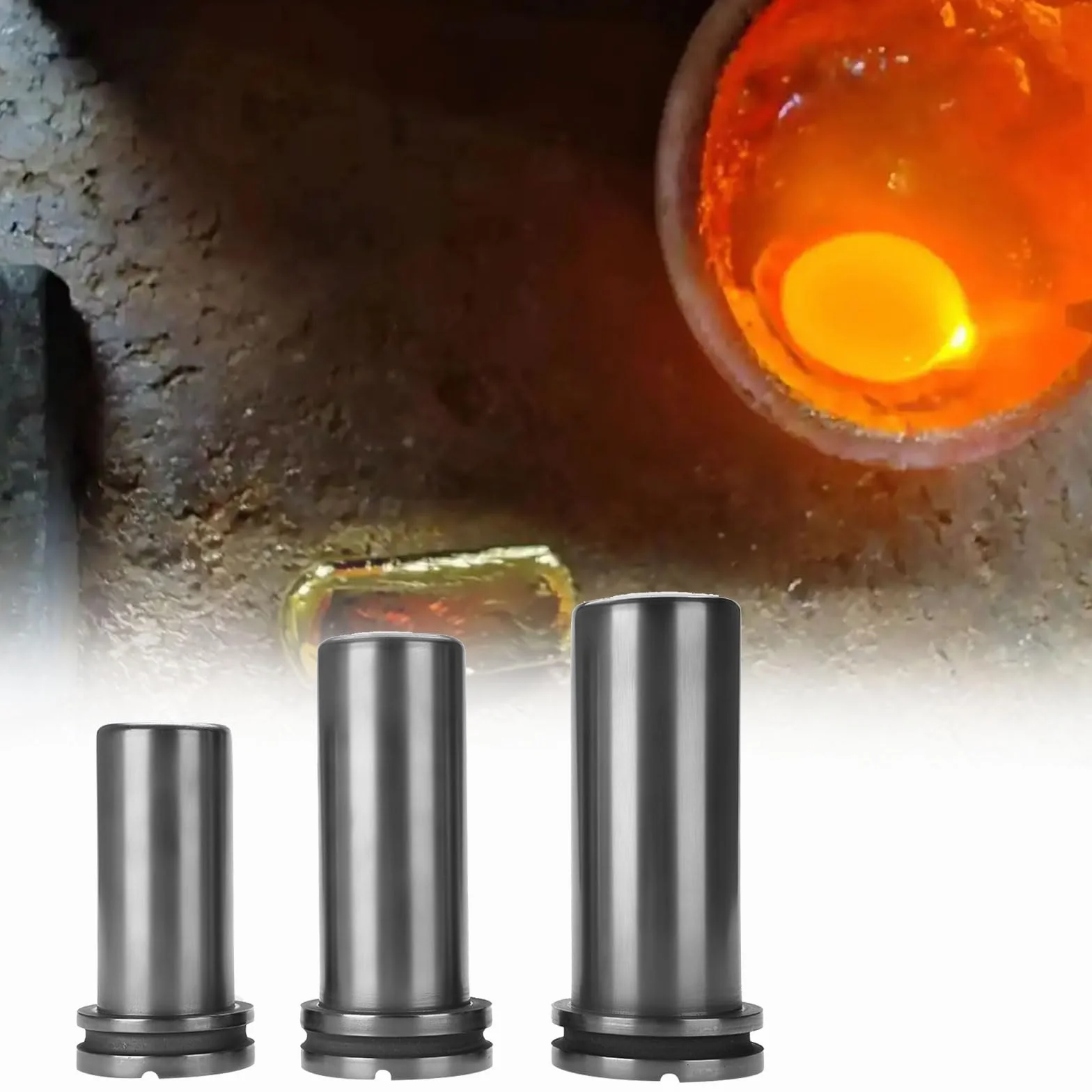 Crisol de grafito de 1 kg, 2 kg, 3 kg, molde de lingote de fusión para oro, plata, latón, aluminio, hornos de fundición de joyas, accesorios de fundición de metal