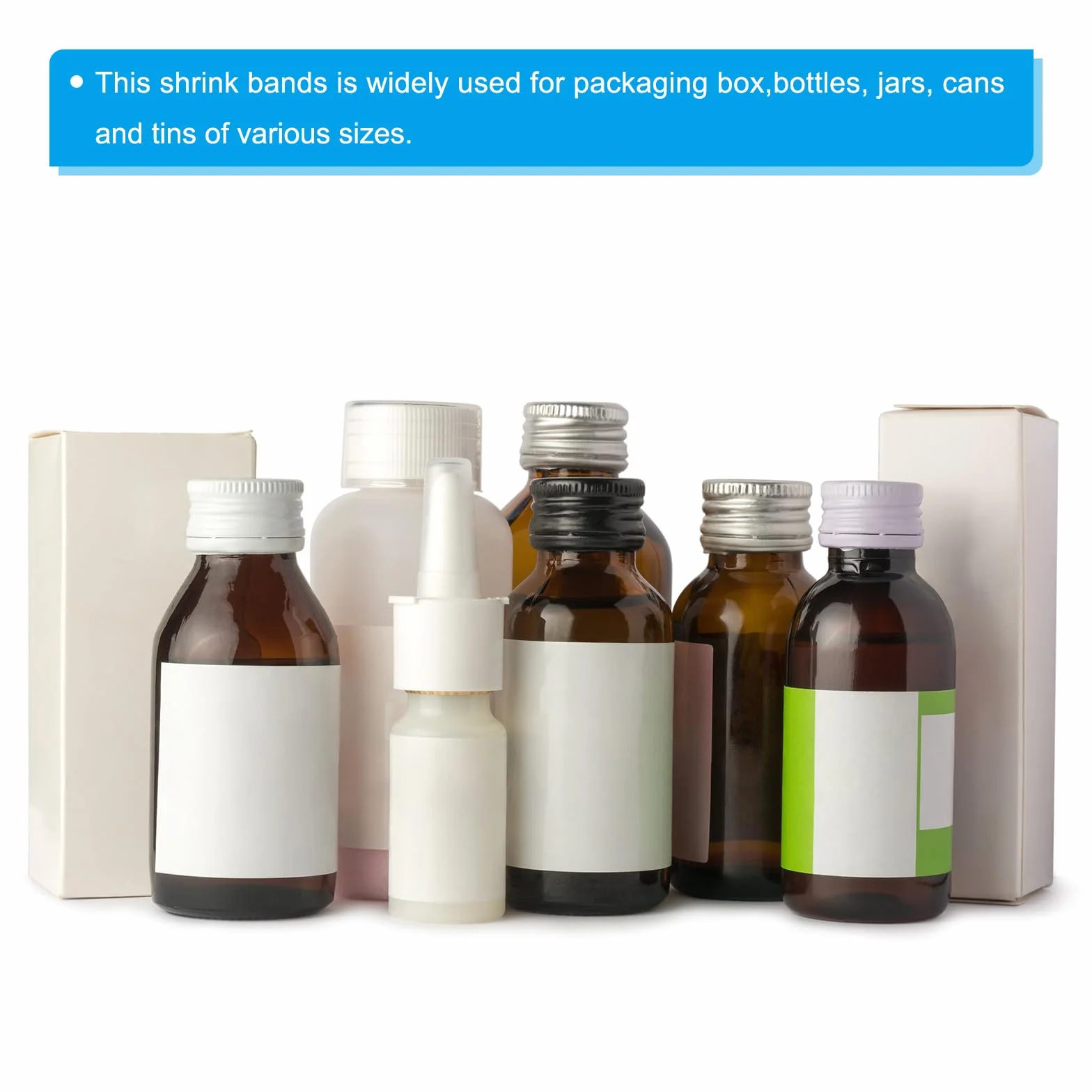 PATIKIL 65x60mm Bandas de Encogimiento Perforadas de PVC, 250 Piezas de Envoltura Termorretráctil para Botellas, Ajuste para Diámetro de Tapa de 1.22 a 1.5", Transparente