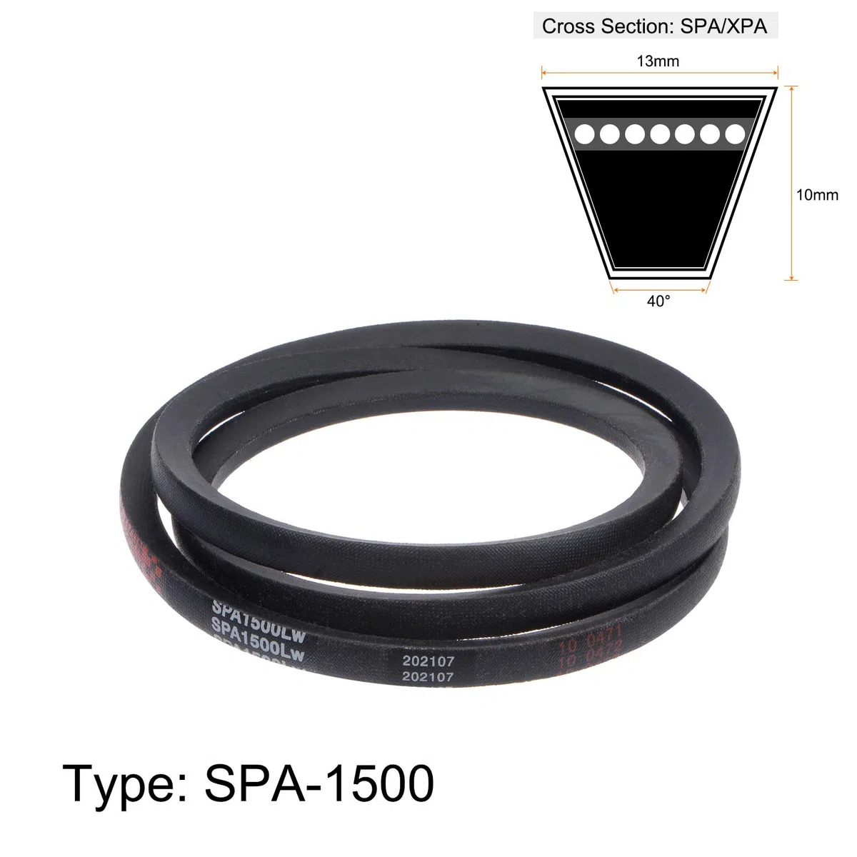 sourcing map SPA1500 V-Correas Transmisión Correa 1500mm Paso Longitud Caucho para Potencia Transmisión