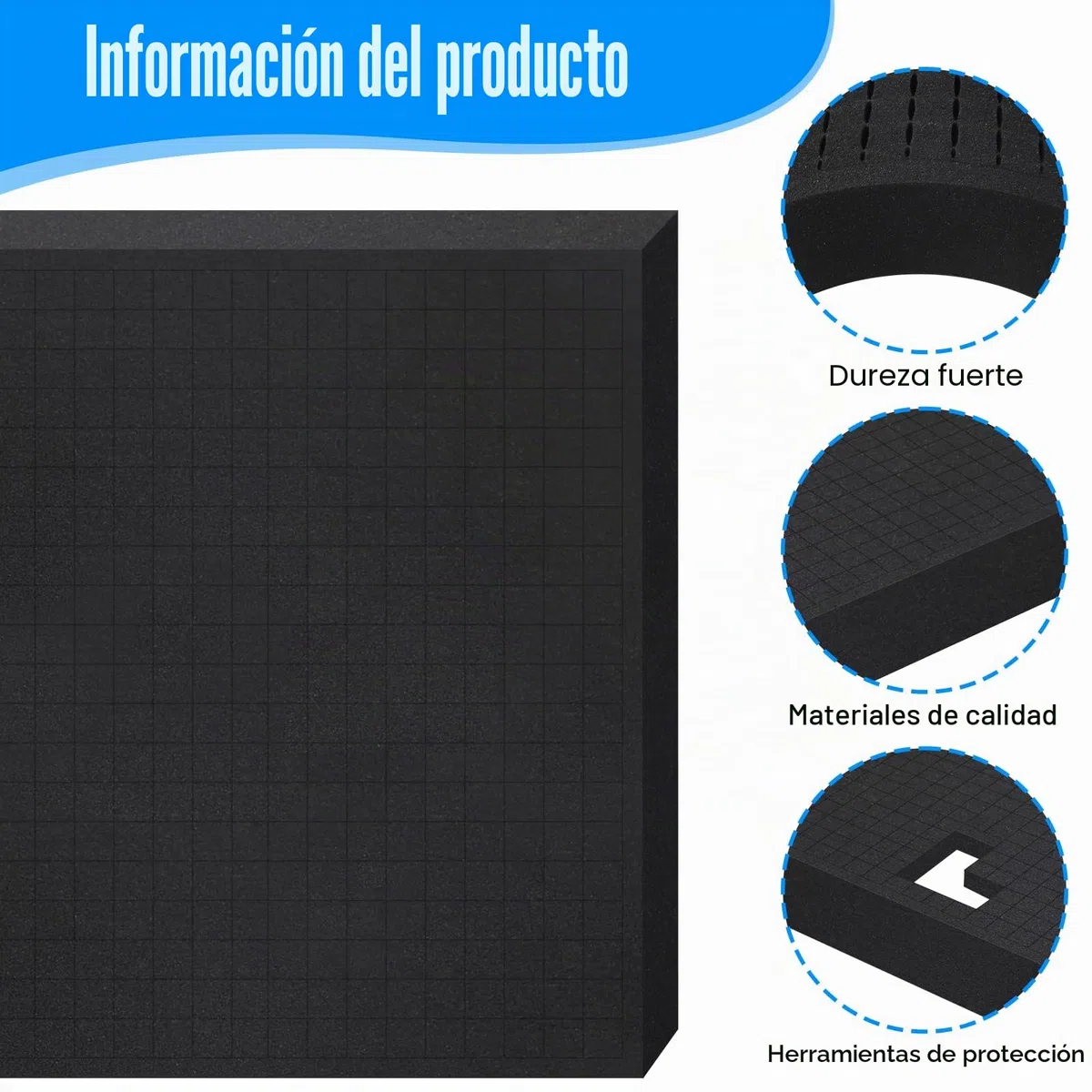 Espuma de cuadrícula de 2 unidades (400 x 300 x 50 mm) – Inserto de espuma para transporte – Corte de espuma de para embalaje, almacenamiento, bricolaje