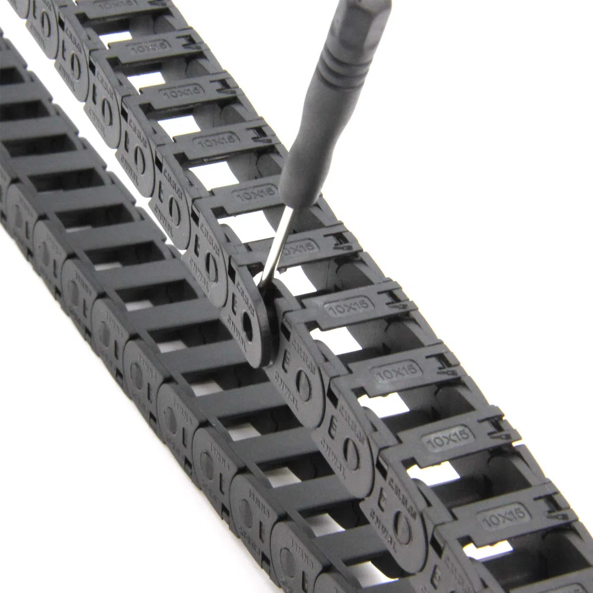 Cable de cadena de arrastre de 1metro y 39.4pulgadas, cable de cadena R18 de tipo abierto de 10x15mm, cable para impresora 3D y máquinas CNC(10x15mm exterior abierto)